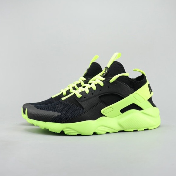 lime green and black huaraches